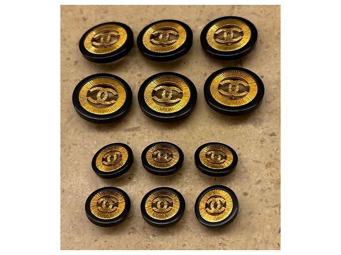Set di 12 loghi CC Chanel vintage in oro e nero D'oro - vista 6