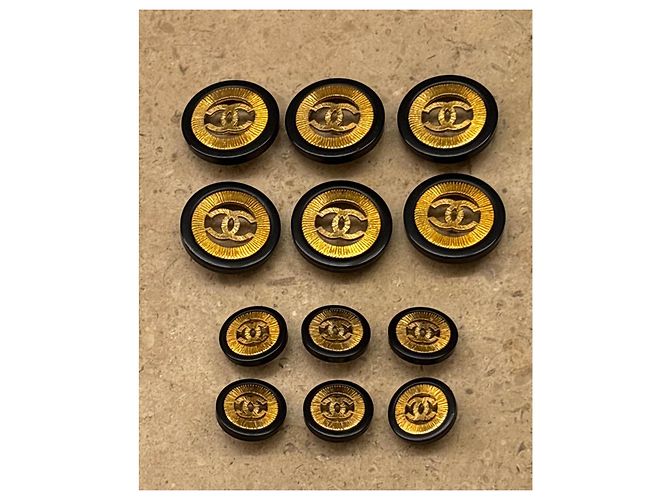 Set di 12 loghi CC Chanel vintage in oro e nero D'oro - vista 7