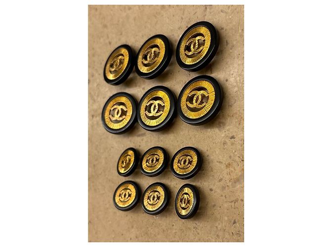 Set di 12 loghi CC Chanel vintage in oro e nero D'oro - vista 8