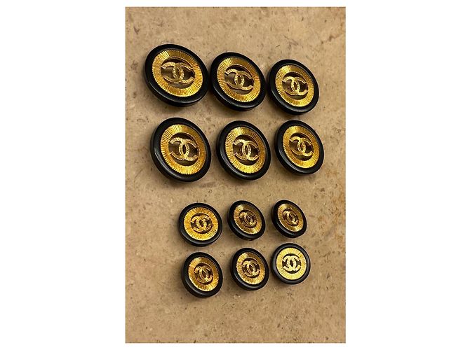 Set di 12 loghi CC Chanel vintage in oro e nero D'oro - vista 9
