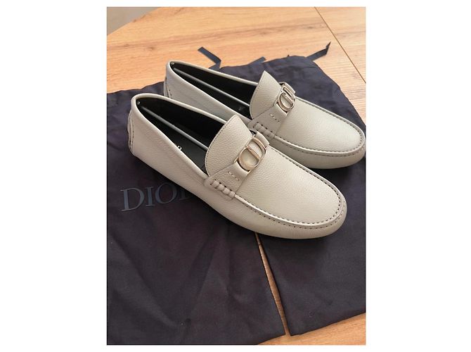 Dior Odeon Mocassino in Pelle Grana Grigia/Beige Grigio - vista 2