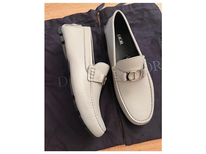 Dior Odeon Mocassino in Pelle Grana Grigia/Beige Grigio - vista 3