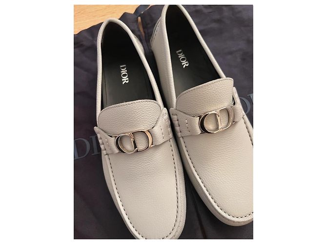 Dior Odeon Mocassino in Pelle Grana Grigia/Beige Grigio - vista 4