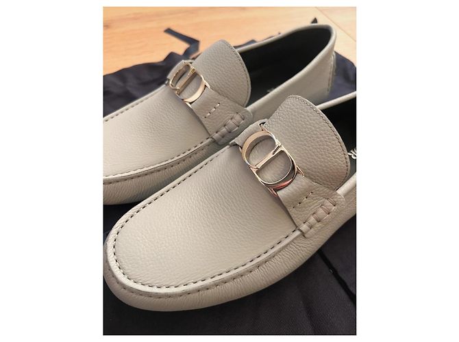 Dior Odeon Mocassino in Pelle Grana Grigia/Beige Grigio - vista 7