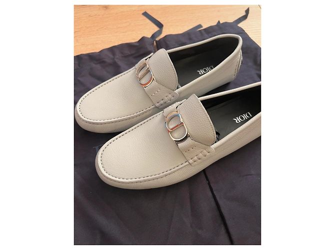 Dior Odeon Mocassino in Pelle Grana Grigia/Beige Grigio - vista 8