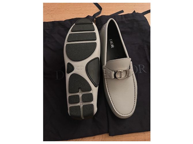 Dior Odeon Mocassino in Pelle Grana Grigia/Beige Grigio - vista 9