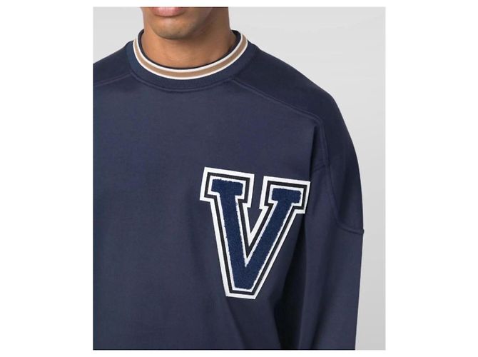 Valentino Marineblauer Hoodie mit 'V'-Applikation Dunkelblau - Ansicht 5