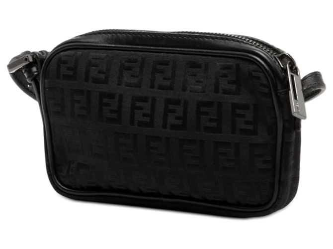 Fendi Mini Zucchino Nero in Tela con Zip a Tracolla - vista 2