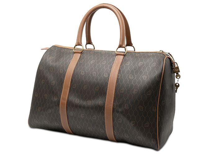 Dior Reisetasche aus schwarzem beschichtetem Canvas mit Wabenmuster - Ansicht 2