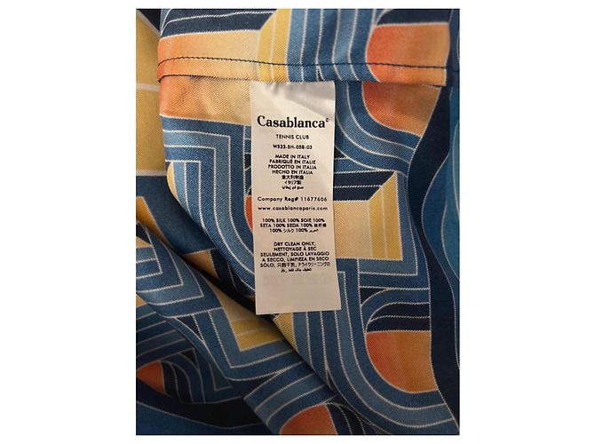 Camisa de seda estampada Casablanca Blanco Azul Naranja Amarillo - vista 5