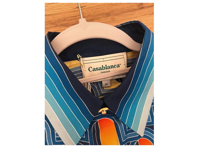Camisa de seda estampada Casablanca Blanco Azul Naranja Amarillo - vista 7
