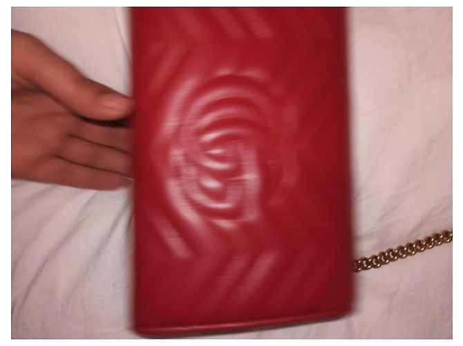 Carteira Gucci Marmont com Corrente Vermelho - vista 3