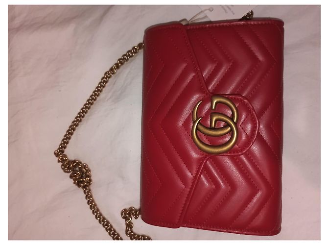 Carteira Gucci Marmont com Corrente Vermelho - vista 5