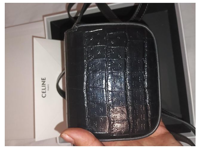 Borsa Céline Mini Claude Nera Effetto Coccodrillo Nero - vista 3