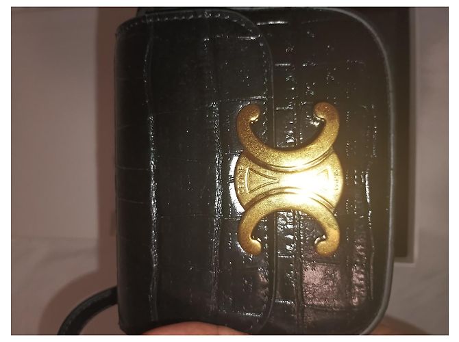 Borsa Céline Mini Claude Nera Effetto Coccodrillo Nero - vista 5