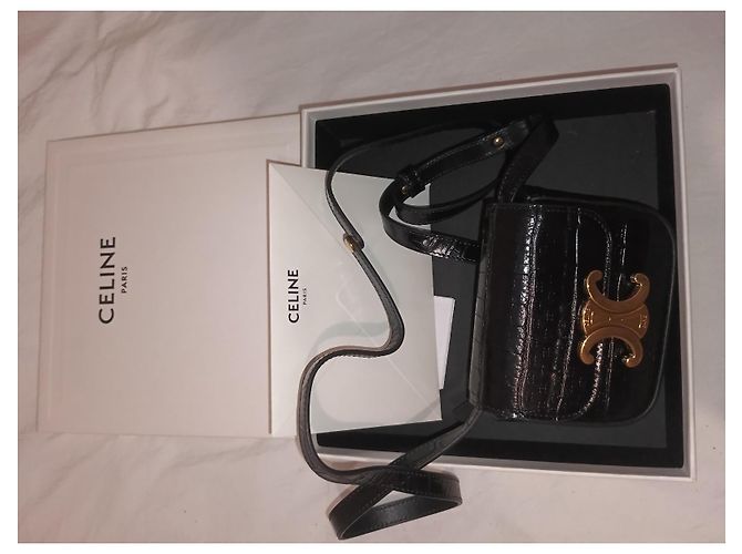 Borsa Céline Mini Claude Nera Effetto Coccodrillo Nero - vista 6