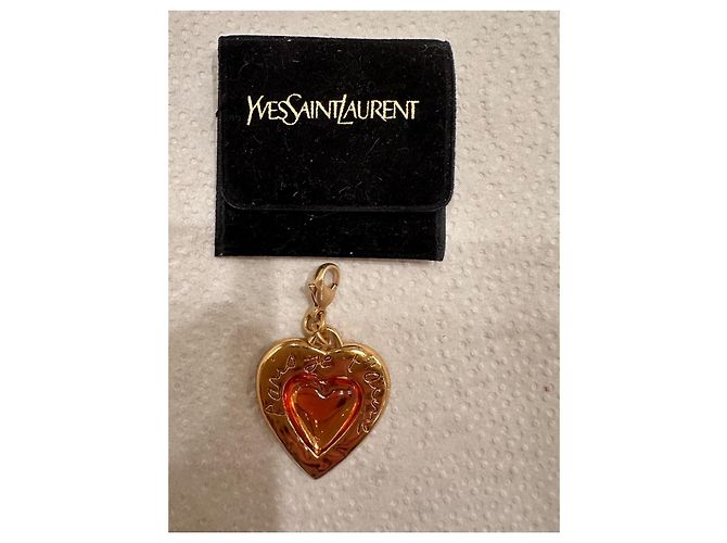 Pendente Medaglione Cuore Yves Saint Laurent Oro e Arancione D'oro - vista 2