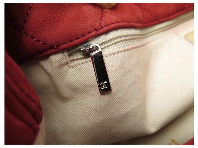 SAC A MAIN CHANEL ULTRA SOFT SHOPPING LOGO CC EN CUIR SUEDE ROUGE HAND BAG - vue 12