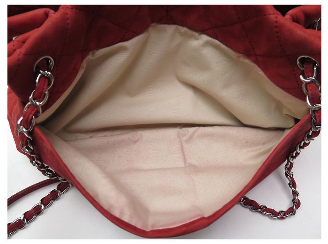 SAC A MAIN CHANEL ULTRA SOFT SHOPPING LOGO CC EN CUIR SUEDE ROUGE HAND BAG - vue 17