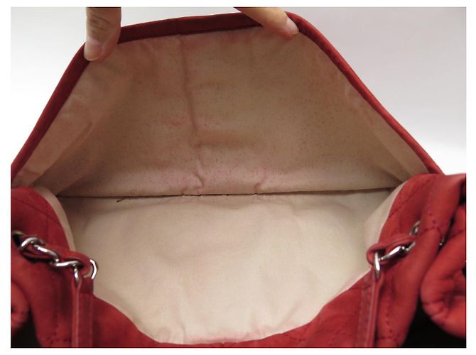 SAC A MAIN CHANEL ULTRA SOFT SHOPPING LOGO CC EN CUIR SUEDE ROUGE HAND BAG - vue 18