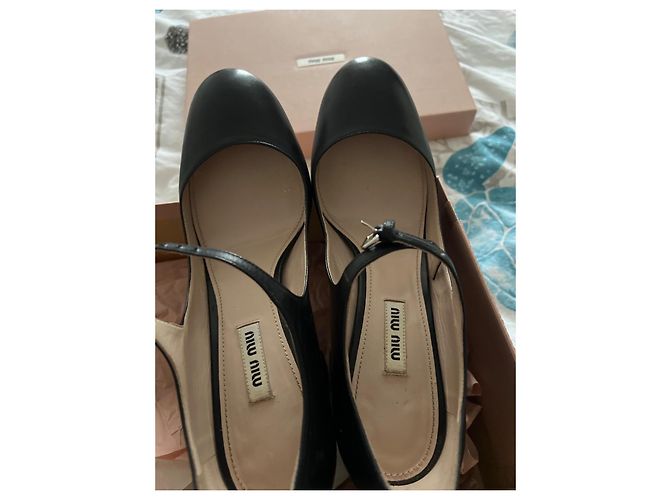 Décolleté Miu Miu in pelle nera con strass misura 40 Nero - vista 6