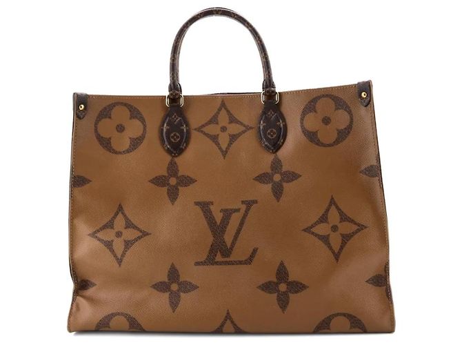 Louis Vuitton Onthego GM Bag / Giant Reverse Monogram Patterns Light brown Dark brown - view 4