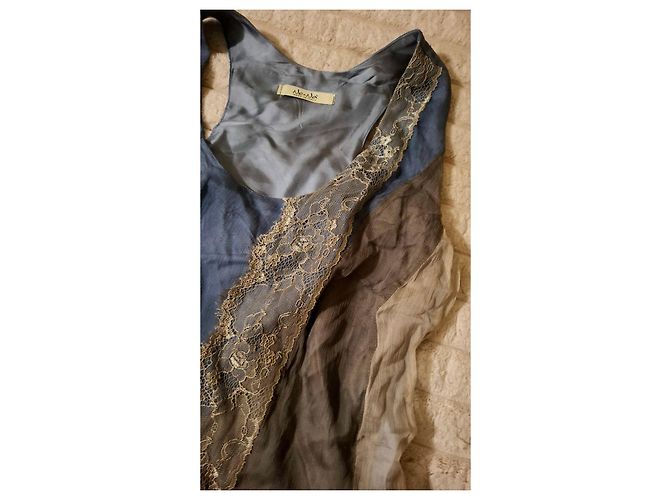 Autre Marque No-Na Pure Seidenkleid Braun Blau - Ansicht 12