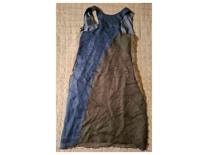 Autre Marque No-Na Pure Seidenkleid Braun Blau - Ansicht 13