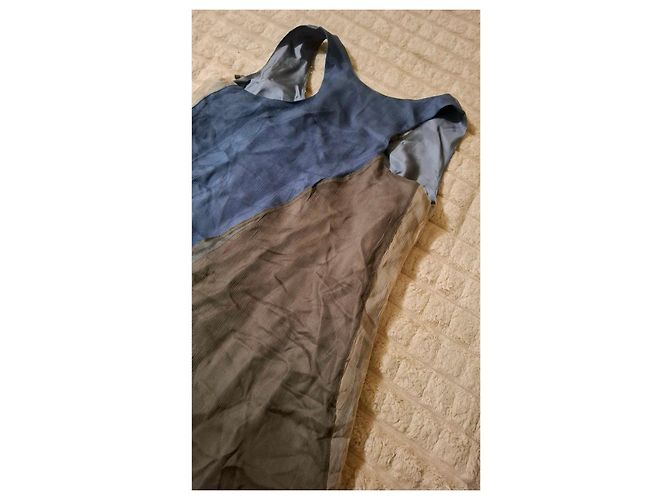 Autre Marque No-Na Pure Seidenkleid Braun Blau - Ansicht 14