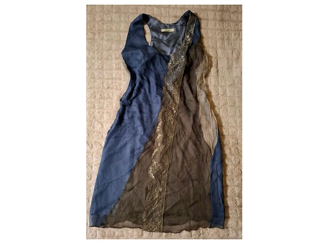 Autre Marque No-Na Pure Seidenkleid Braun Blau - Ansicht 2