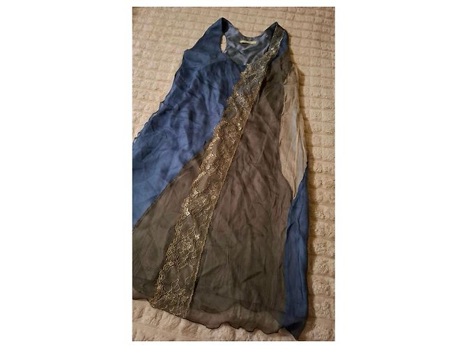 Autre Marque No-Na Pure Seidenkleid Braun Blau - Ansicht 6
