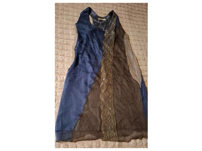 Autre Marque No-Na Pure Seidenkleid Braun Blau - Ansicht 7