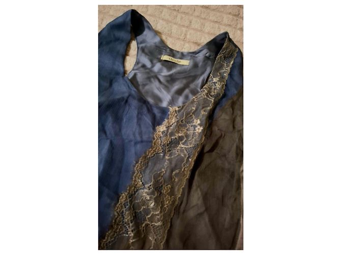 Autre Marque No-Na Pure Seidenkleid Braun Blau - Ansicht 8
