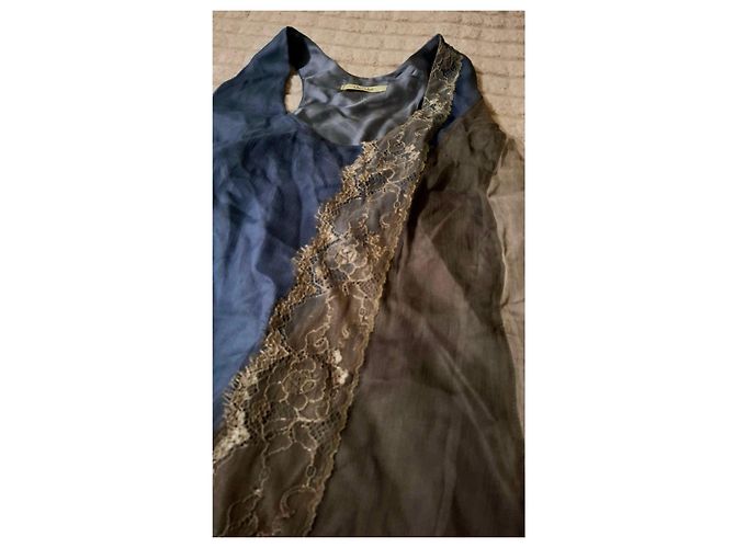 Autre Marque No-Na Pure Seidenkleid Braun Blau - Ansicht 9