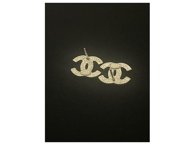 Chanel orecchini in metallo argento CC - vista 9
