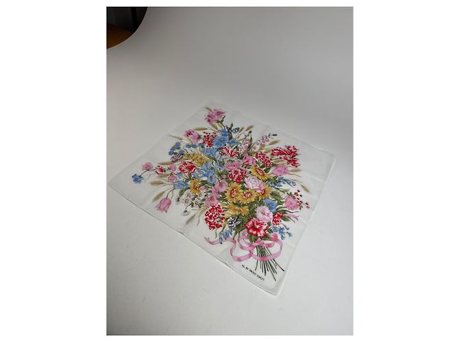 Vintage Paolo Gucci Blumen-Schal Weiß MULTIFARBIG Mehrfarben - Ansicht 5
