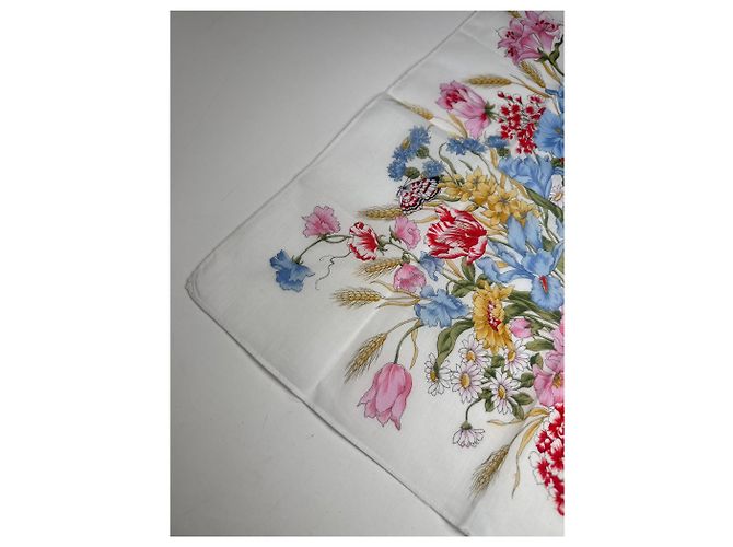 Vintage Paolo Gucci Blumen-Schal Weiß MULTIFARBIG Mehrfarben - Ansicht 6