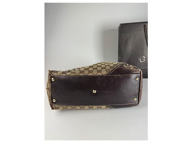 Vintage Gucci Monogram Tote Bag beige braun - Ansicht 12