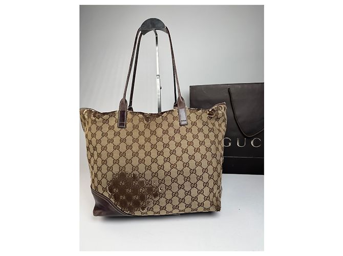 Vintage Gucci Monogram Tote Bag beige braun - Ansicht 14