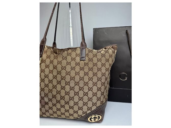 Vintage Gucci Monogram Tote Bag beige braun - Ansicht 7