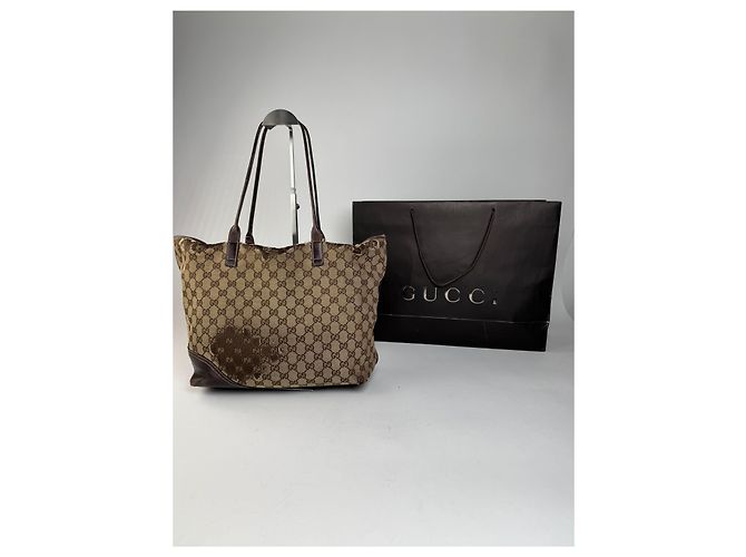 Vintage Gucci Monogram Tote Bag beige braun - Ansicht 9