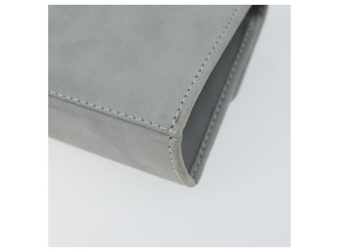 Pochette a spalla con catena Gancini in suede grigio e oro Auth 163100V di Salvatore Ferragamo - vista 16