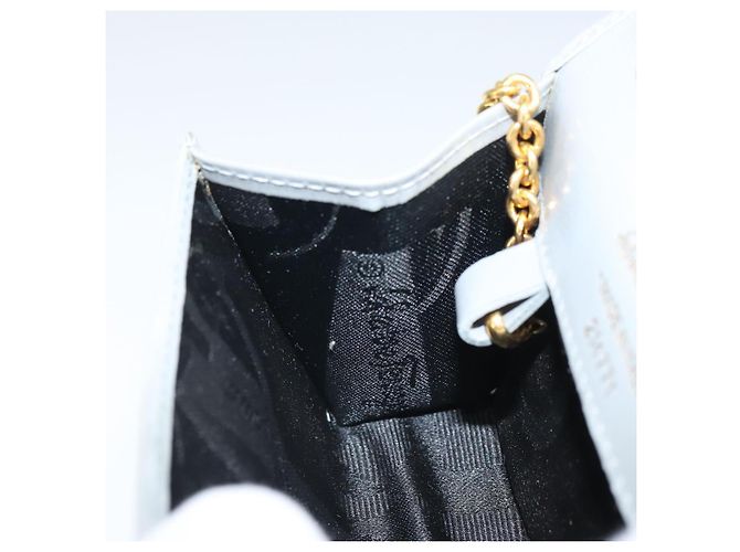 Pochette a spalla con catena Gancini in suede grigio e oro Auth 163100V di Salvatore Ferragamo - vista 21