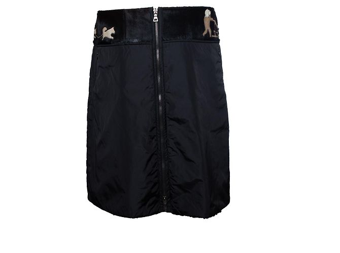 Falda de nailon negra con piel de potro de Prada Negro - vista 3