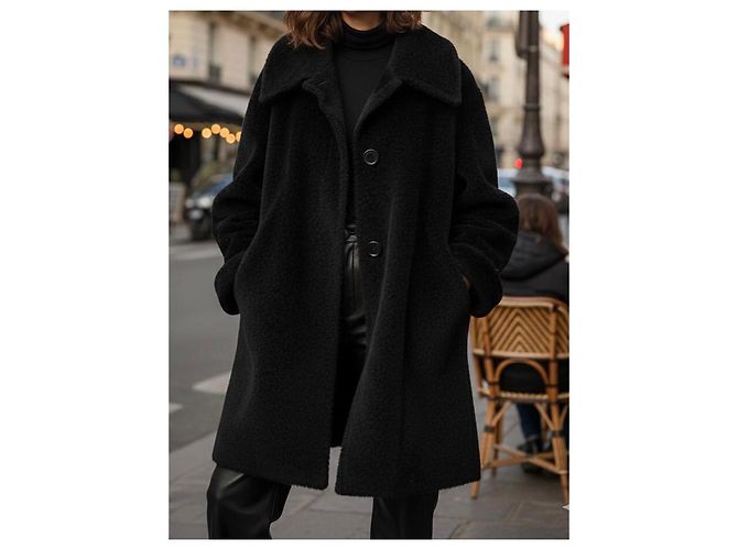 Cappotto Max Mara in lana e alpaca nera Nero - vista 7