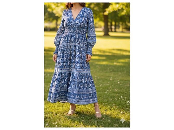 SéZane Vestido largo estampado azul Sezane Blanco - vista 8