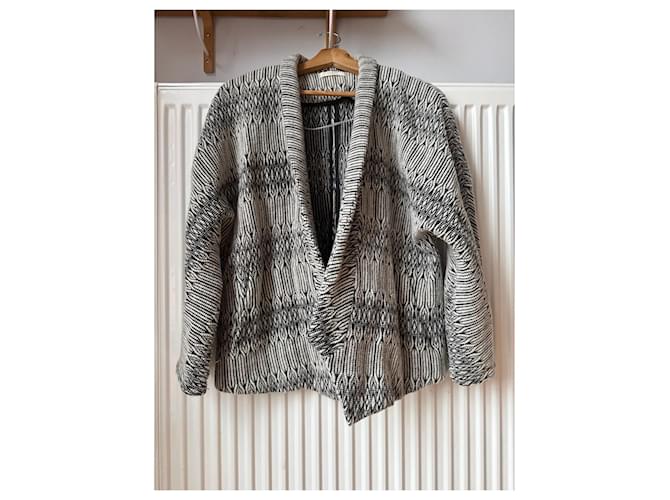 Ba&Sh Cardigan aus Schurwolle Schwarz Weiß - Ansicht 3