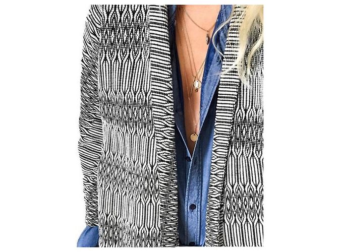 Ba&Sh Cardigan aus Schurwolle Schwarz Weiß - Ansicht 4
