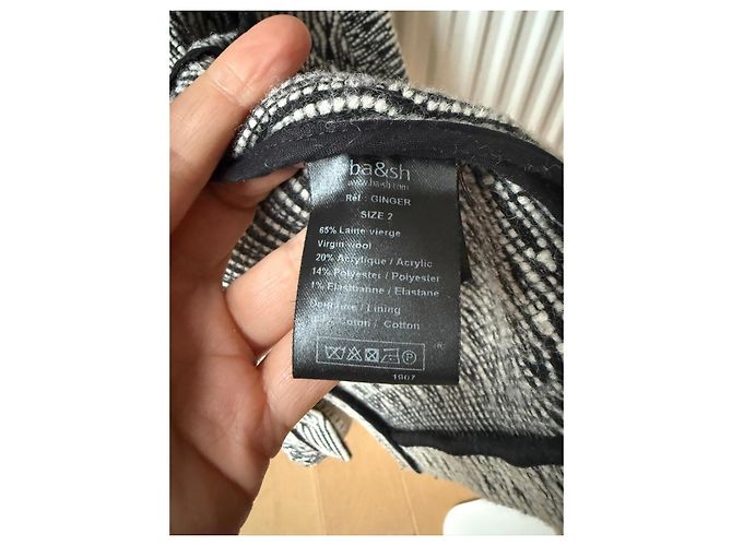 Ba&Sh Cardigan aus Schurwolle Schwarz Weiß - Ansicht 5