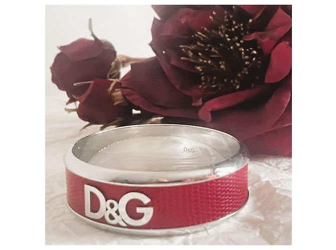 Iconico bracciale DOLCE & GABBANA in pelle rossa effetto rettile e acciaio Argento Rosso - vista 11